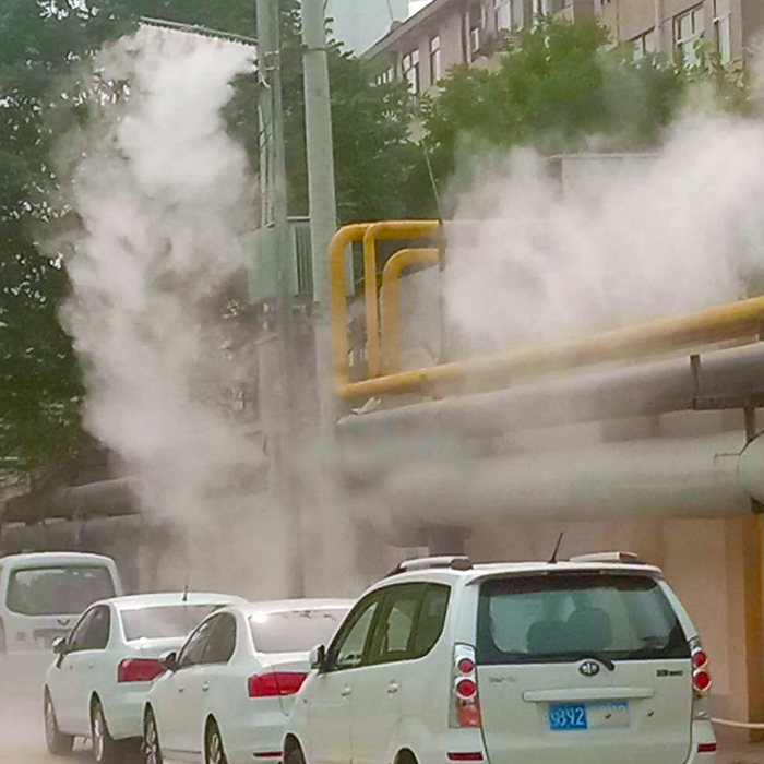 山東菏澤路燈桿噴霧降塵系統(tǒng)，智慧路燈桿安裝噴霧降塵設(shè)備